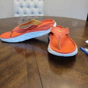 Hoka One One Orange and White Sandals